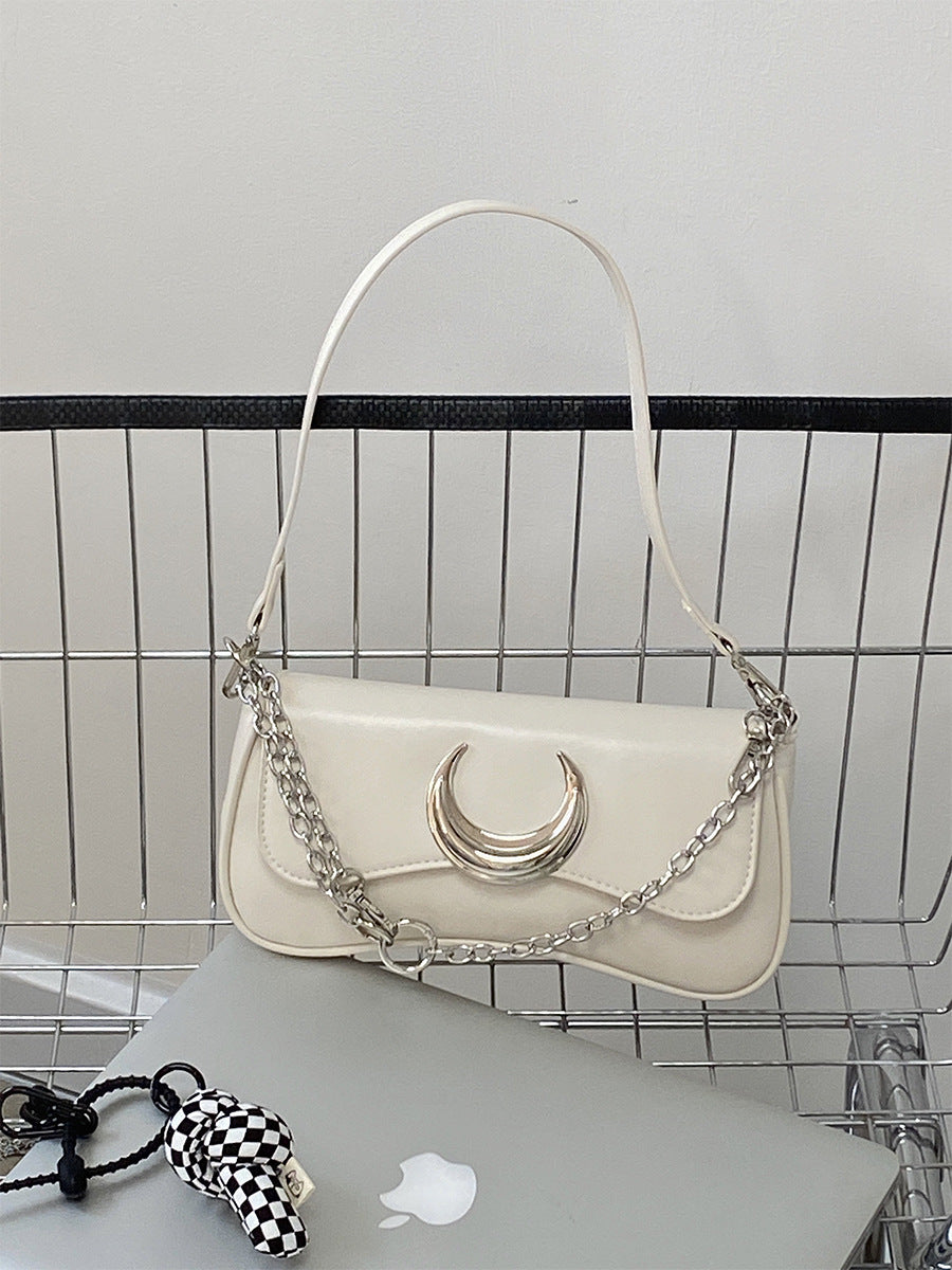 Moon Twist Lock Shoulder Bag Black Underarm Bag