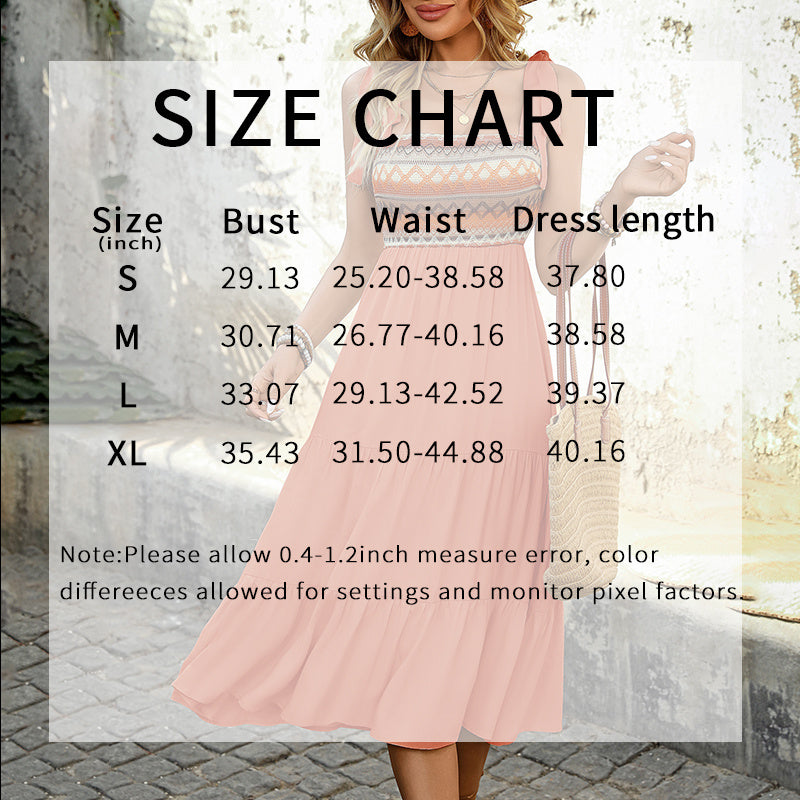 Summer Boho Spaghetti Straps Dress Casual Long A-line Beach Dress Square Neck Flowy Sundress