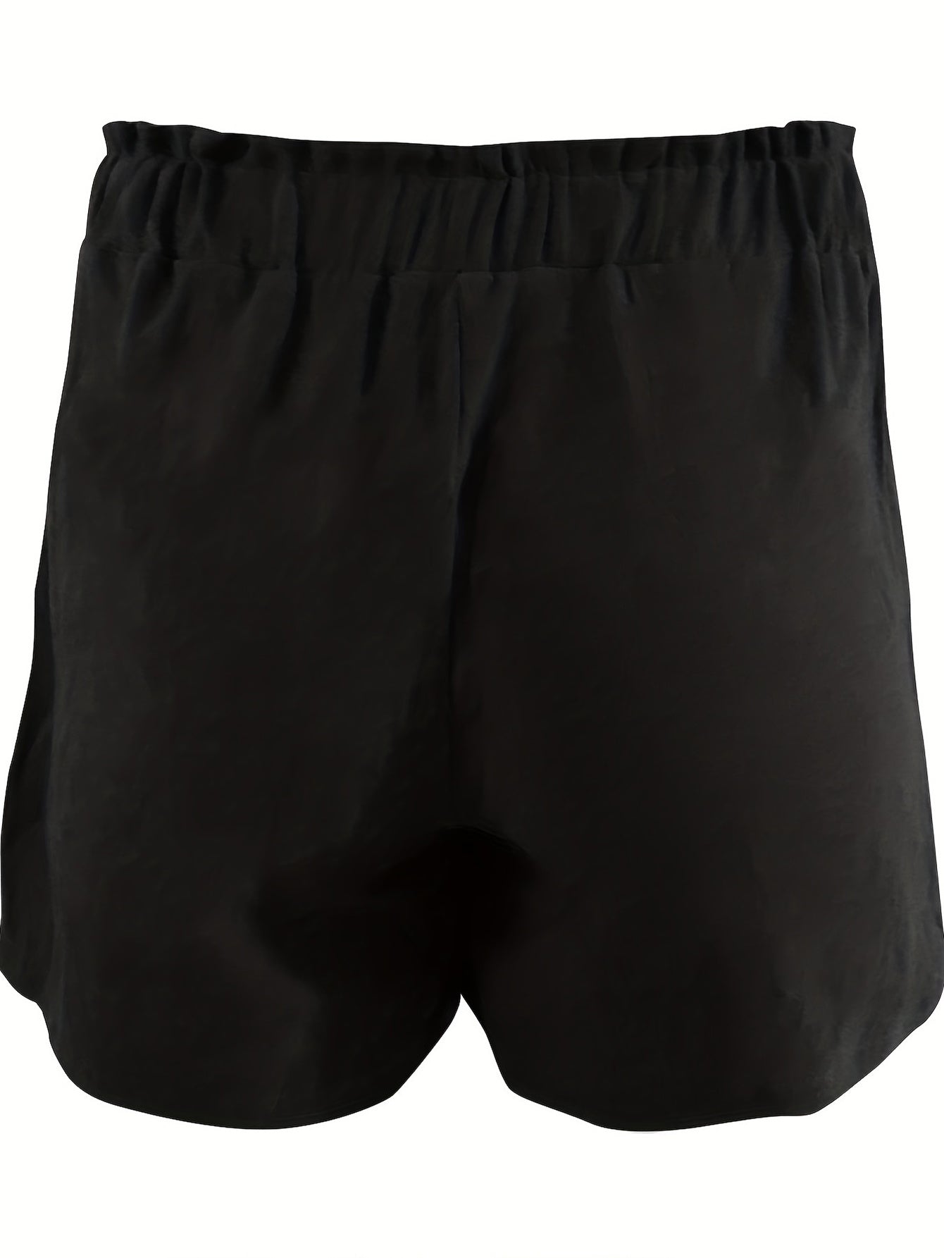 Loose Wide Leg Cotton Material Pocket Solid Elastic High Waist Shorts