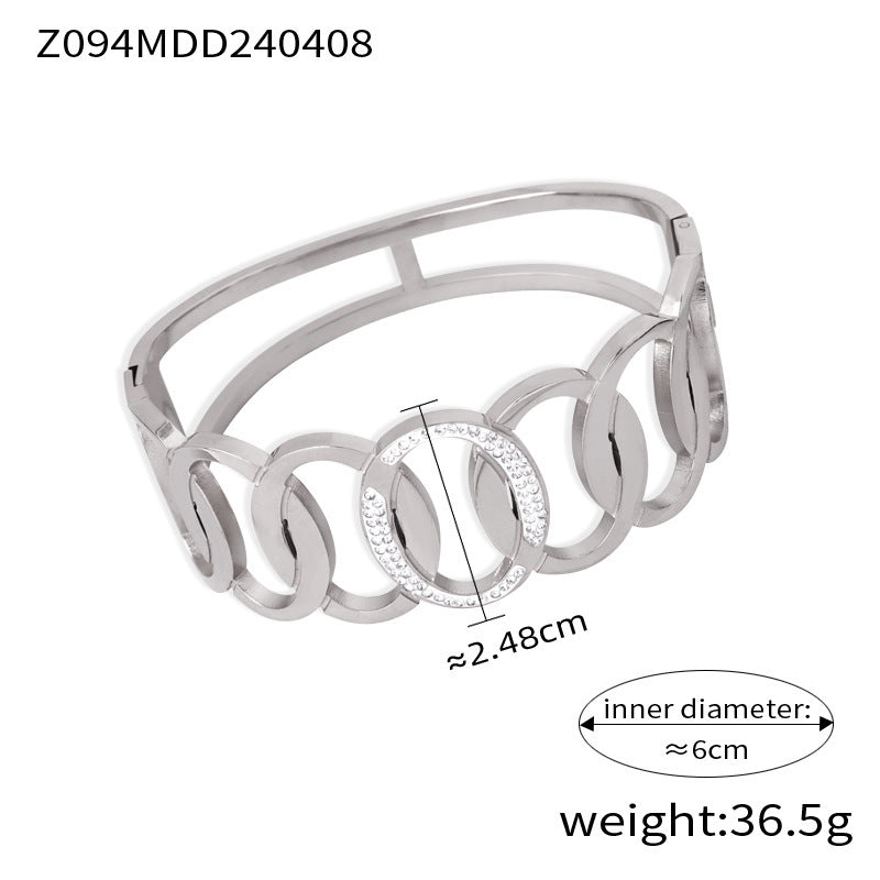 Fashion New Personalized Titanium Steel Gold-plated Diamond Geometric Bracelet