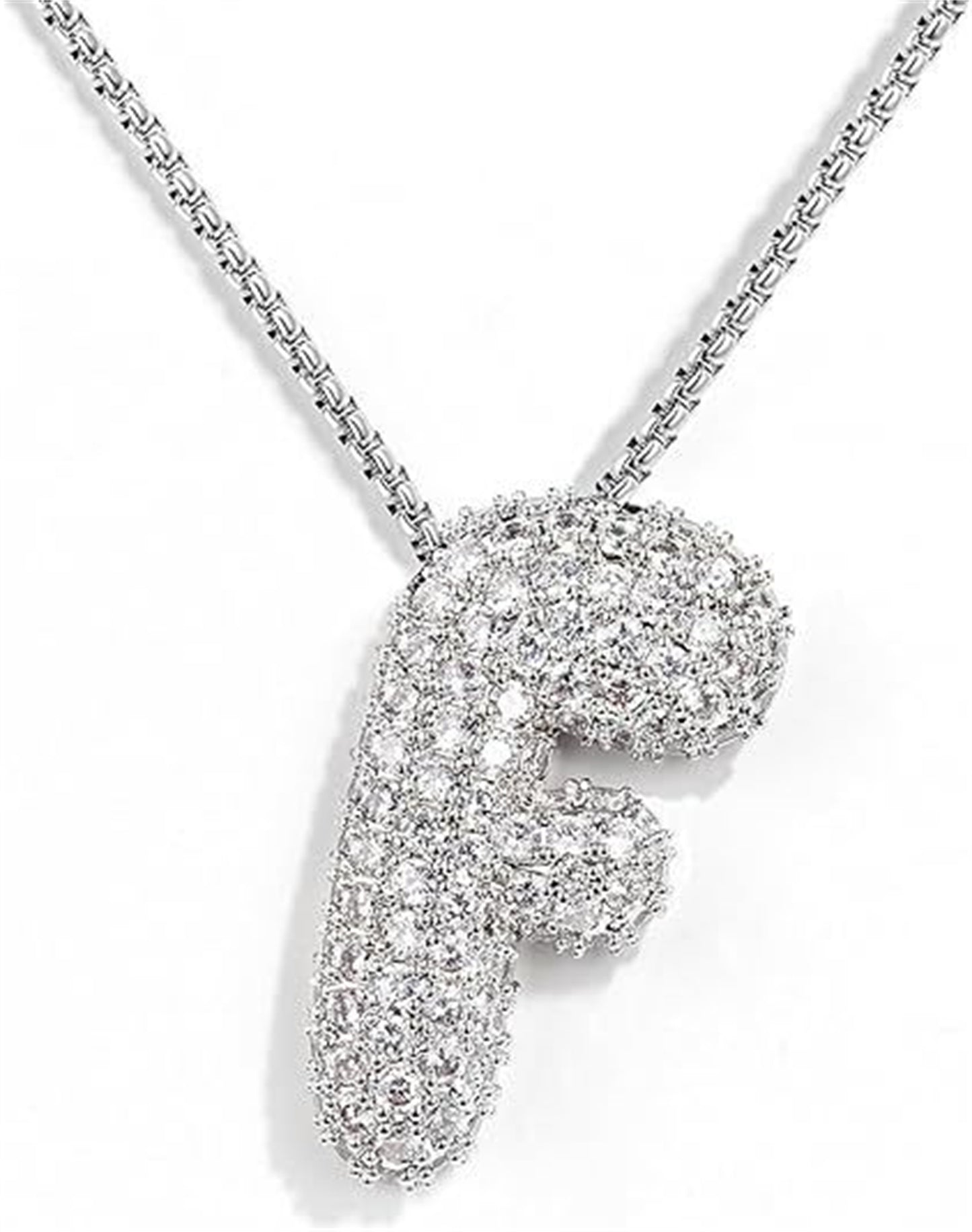 Custom Initial Necklace | Sparkle Alphabet Pendant Brass Zircon Balloon English Letter Necklace