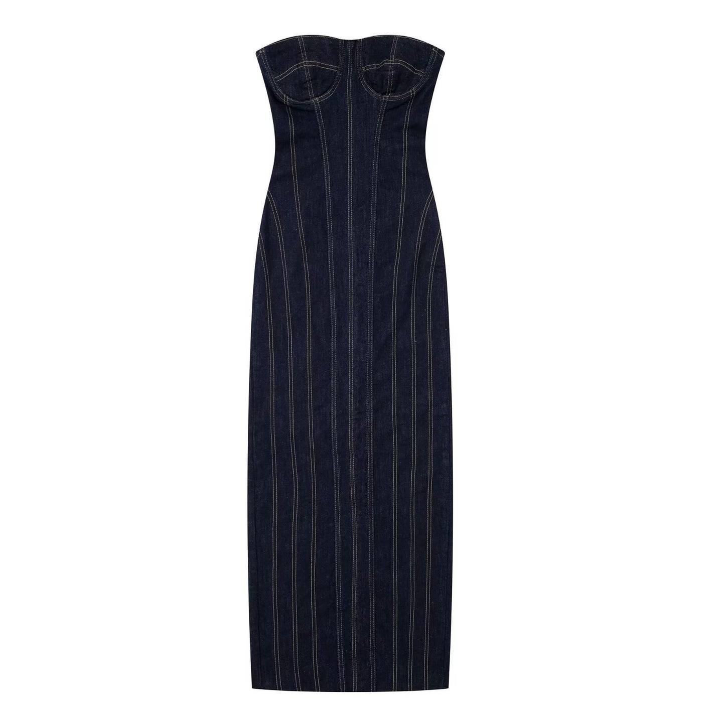 European And American Style Denim Bodycon Dress For Women's