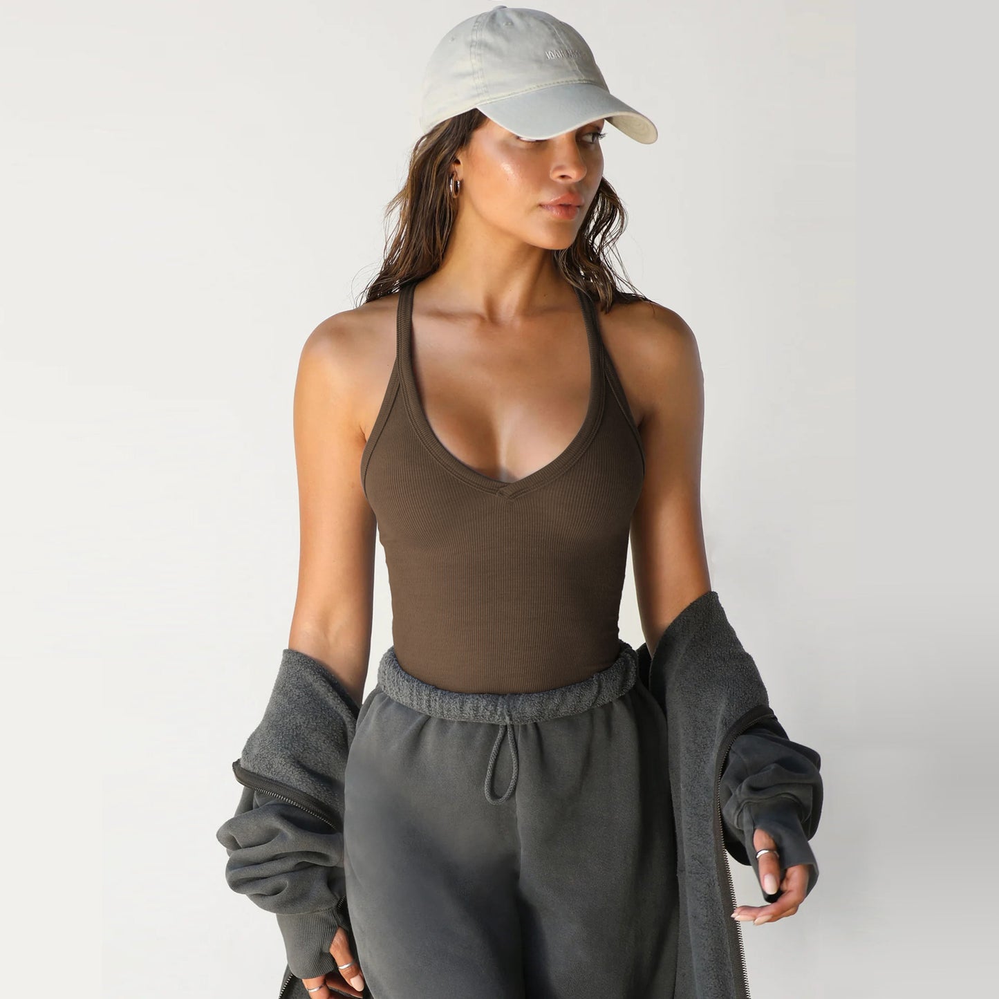 Comfort Fit High Neck Ribbed Bodycon Top Spring Knitted Vest Sexy Slim Top Women's Clothing