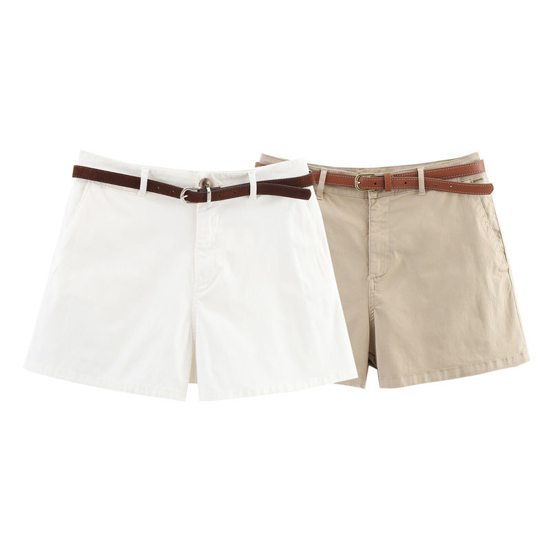 New Summer Design Sense Versatile Belt Casual Shorts