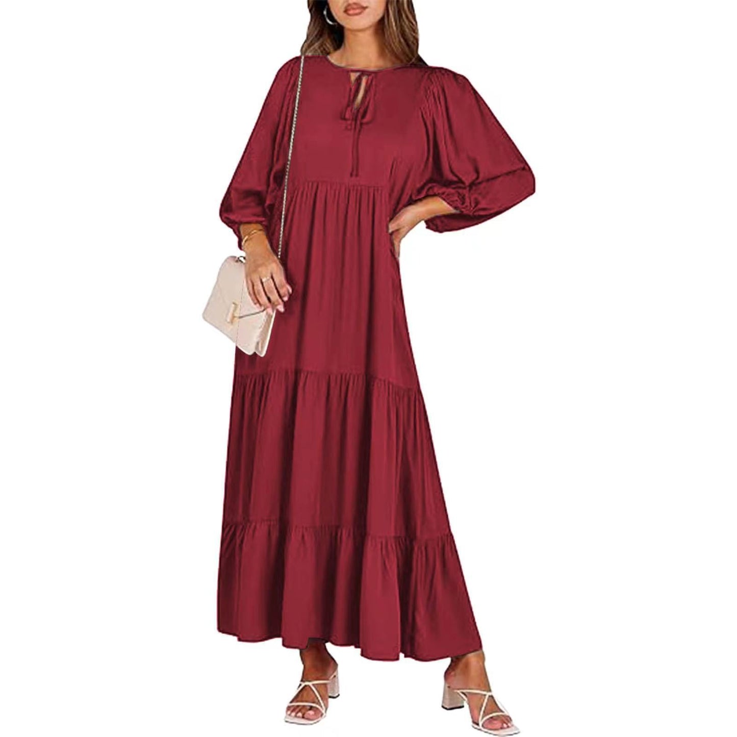 Summer Vintage Printed Bohemian Dress Elegant Ladies Casual Loose V-Neck Short Sleeve Long Dresses For Women's