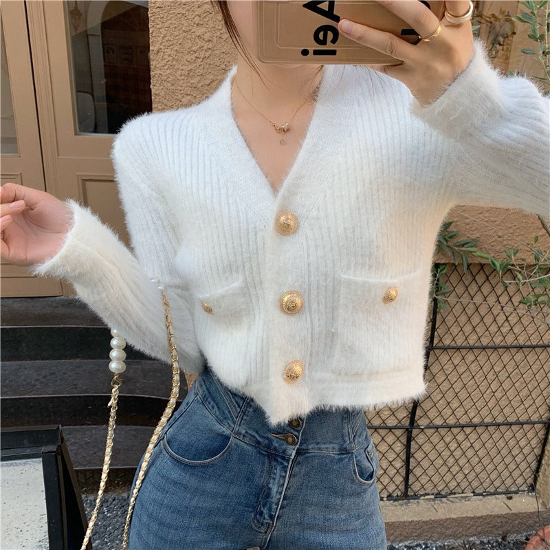 Korean Style Slim All Match Knitted Cardigan Top