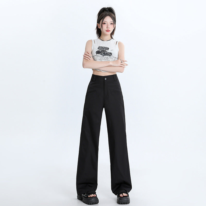 Urban Sleek Wide-Leg Trousers – Minimalist Street Edge Fashion Personality Wide-leg Casual Pants Women