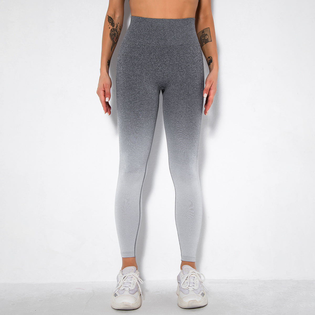 Sculpt Glow Ombré Seamless Leggings – Contour Meets Color Women's Gradual Smiling Face Yoga Pants