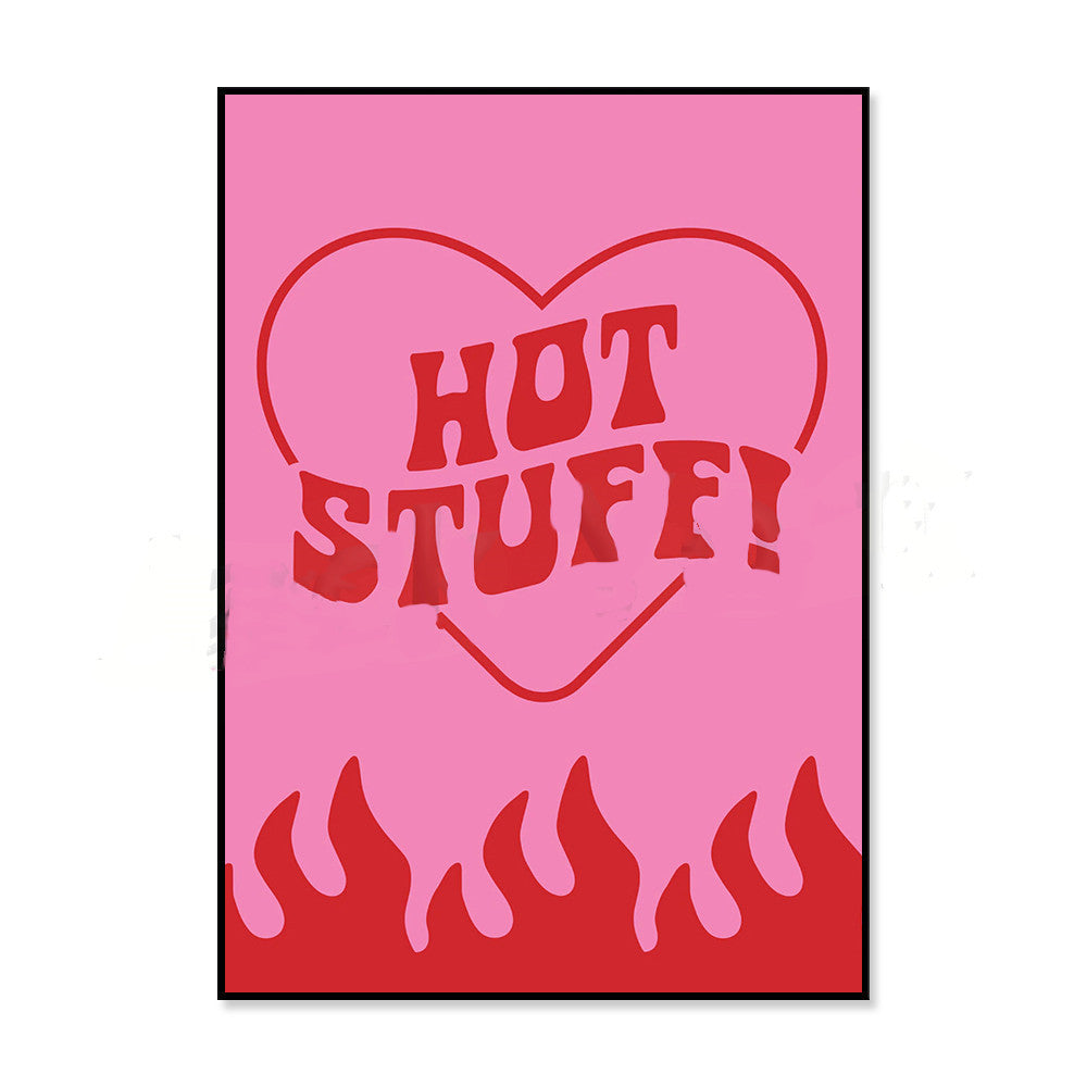 Aesthetic Y2K Inspired Wall Art Prints with Hearts & Lips Mouth Poster Vintage Illustration