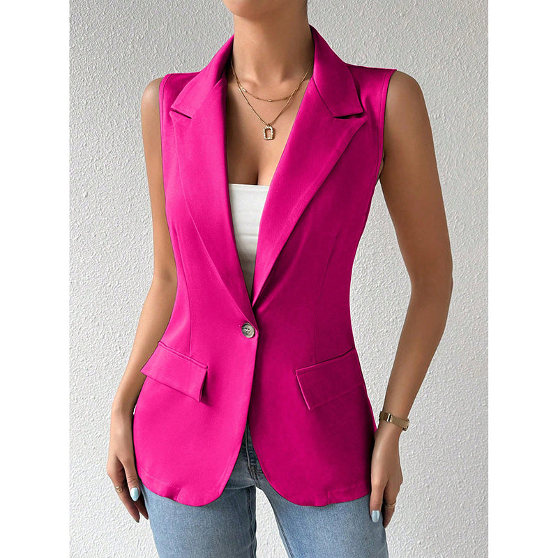 Sleeveless Vest Blazer Casual Open Front Work Office Tops Jacket
