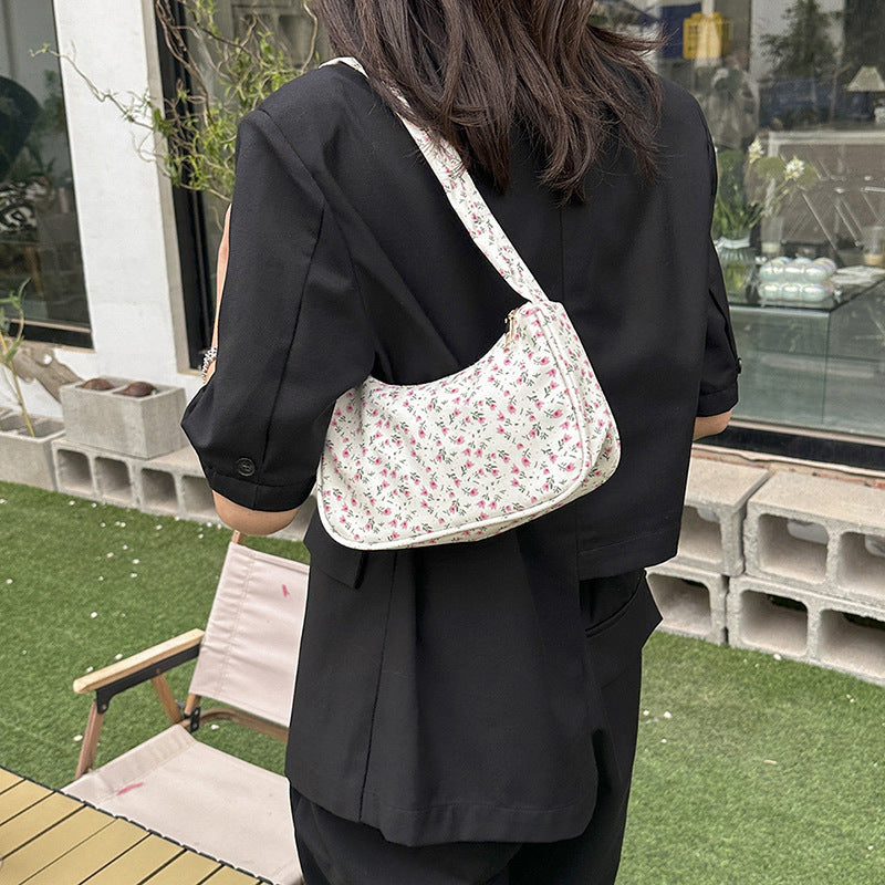 Blossom Mini Shoulder Bags – Soft Pastel Florals with a Touch of Whimsy Simple Nylon Bag Women's Fashion Shoulder Bag