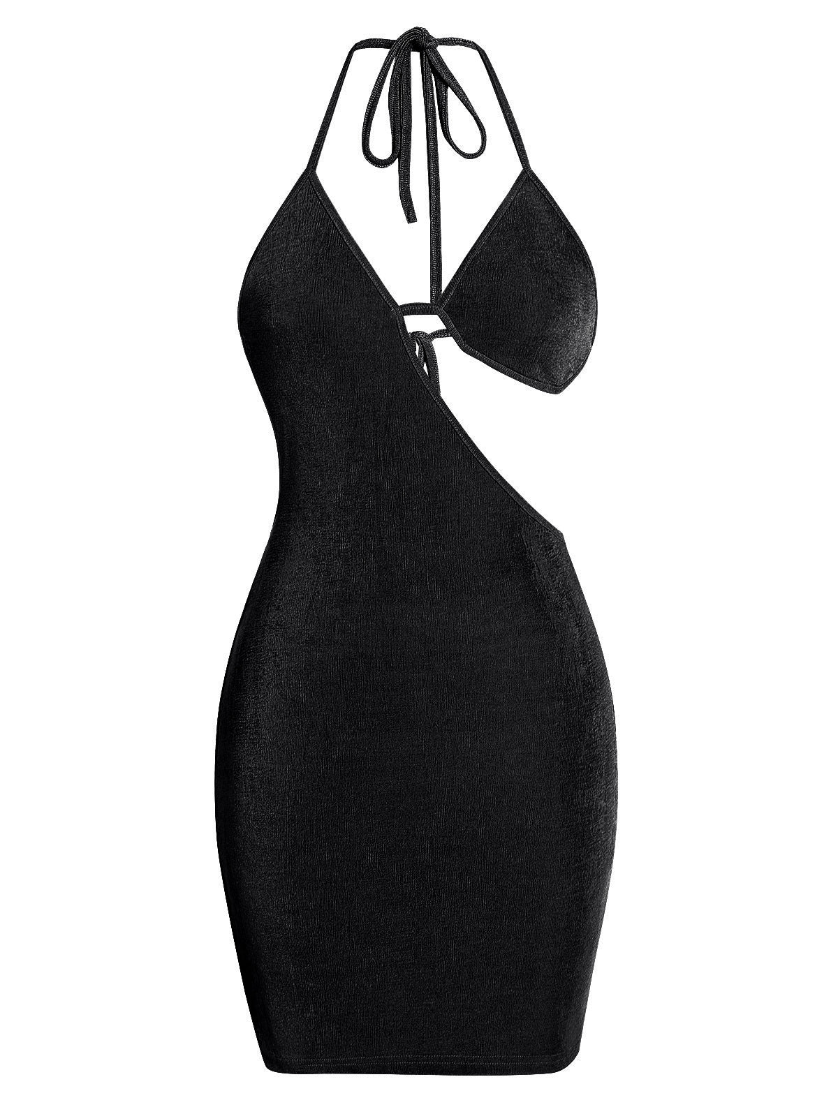 Sexy Bodycon Party Dresses Backless Spaghetti Straps Bra Cutout Jersey Halter Naughty Clubwear