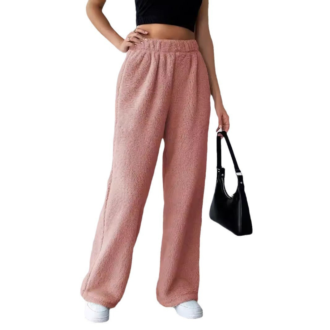 Autumn And Winter Solid Color Fashion Plush Casual Pants
