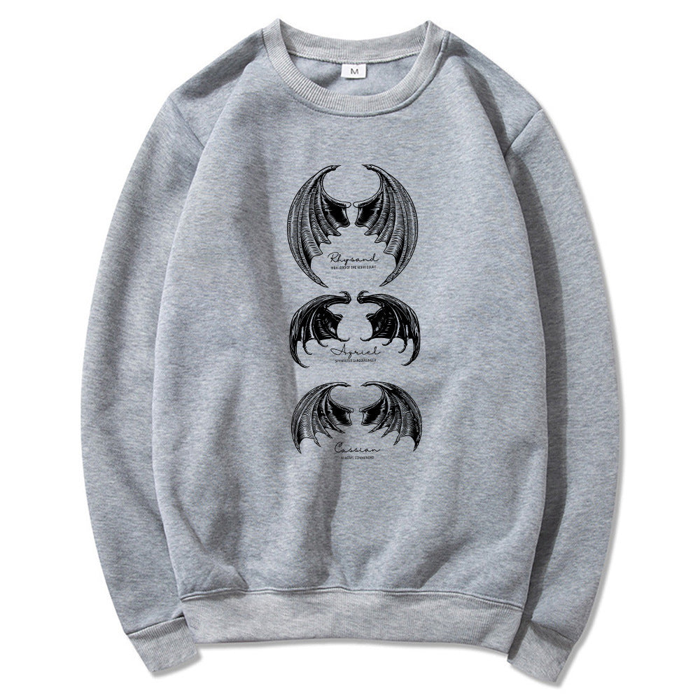 Mythical Creature Graphic Sweatshirt - Women Crewneck Pullover Night Shirt Thorns And Rose Court T-shirt