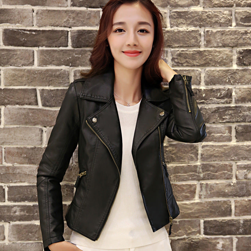 European And American Motorcycle Jacket Women's Clothing Leather Coat