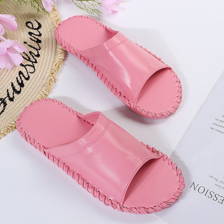 Cozy Pop Slides – Vibrant, Comfy & Ready to Lounge Women's Fashion Flat Hand-sewn Bottom Slippers