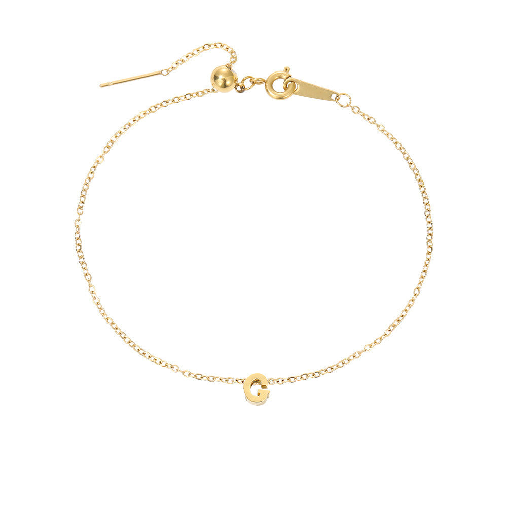 Minimalist Initial Charm Bracelet – Personalized Elegance in Gold & Silver 26 Letters Fashion Personality Stainless Steel Letter Bracelet