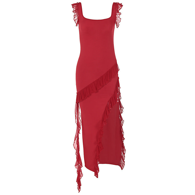 Versatile Fashionable Stringy Selvedge Stitching Temperament Bodycon Dress