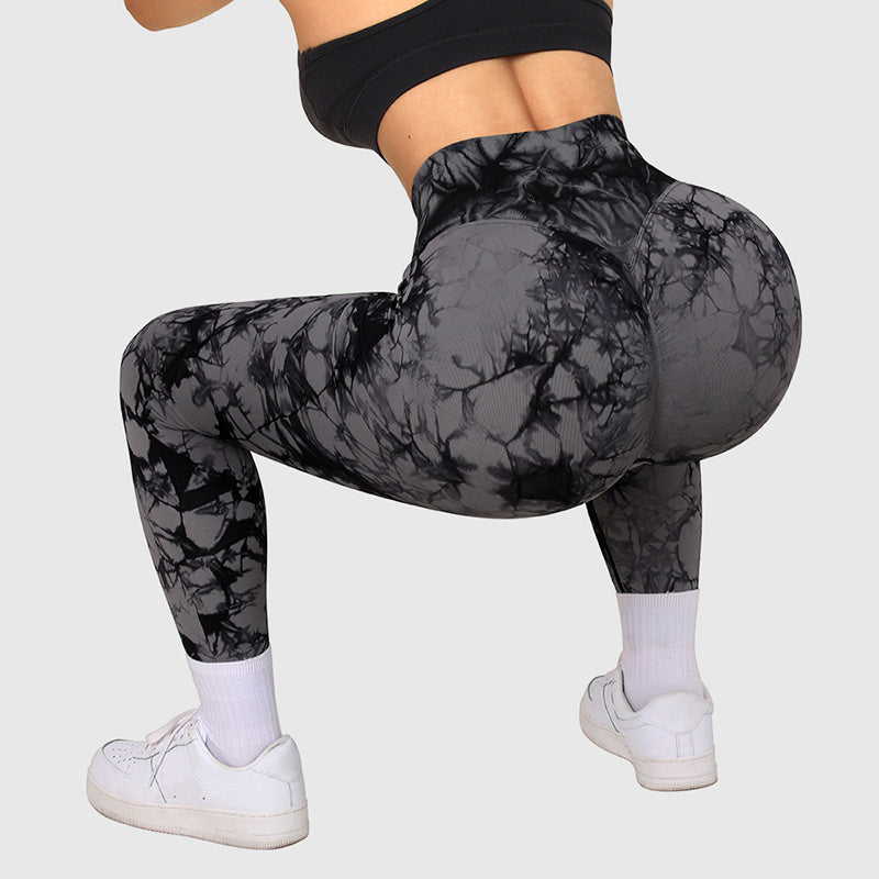Tie-Dye Seamless Scrunch Leggings – Bold Prints, Sculpted Fit Yoga Pants Push Up Sport Fitness Running Gym Leggings