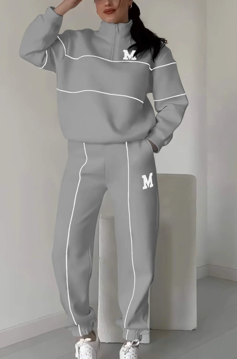 Michigan Varsity Lounge Set – Cozy Fit, Classic Edge Women's 2 Piece Outfits Lounge Hoodless Pullover Sweatshirt Sweatsuit Sets Sweatshirt Baggy Fashion Sweatpants With Pockets