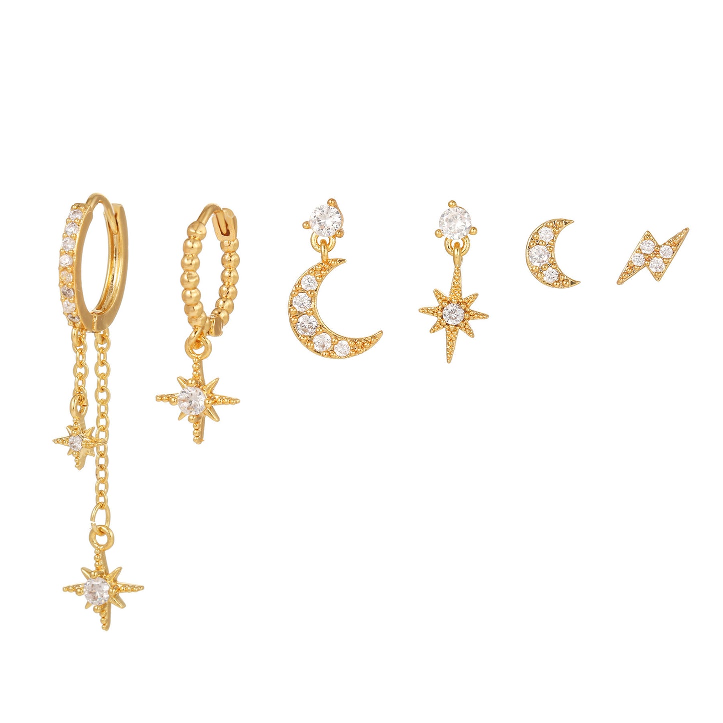 New Design Stainless Steel Cubic Zirconia Chain Hoop Earring