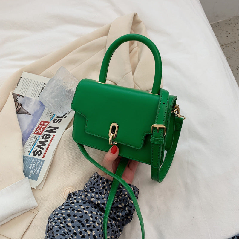 Modern Structured Top-Handle Mini Bag – Gold Clasp Closure & Crossbody Strap Fashion Western-style Single Shoulder Messenger Armpit Portable Small Square Women's Bag