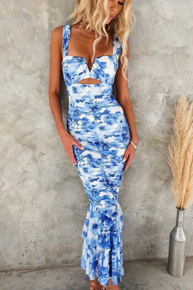 Classic Printed Casual Sling Bodycon Dress