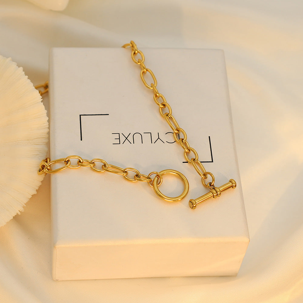 Modern Gold Link Necklace with T-Bar Clasp Fashion Clip Accessories Necklace For Women
