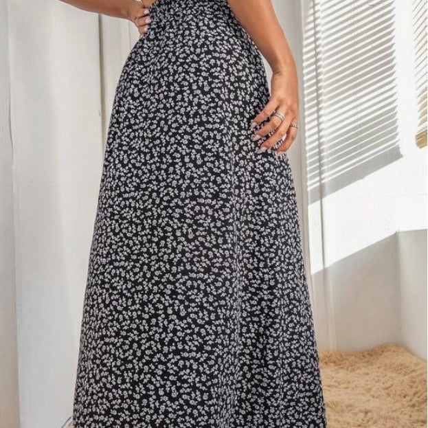 Women's Floral Split High Waist Printed Boho Skirt