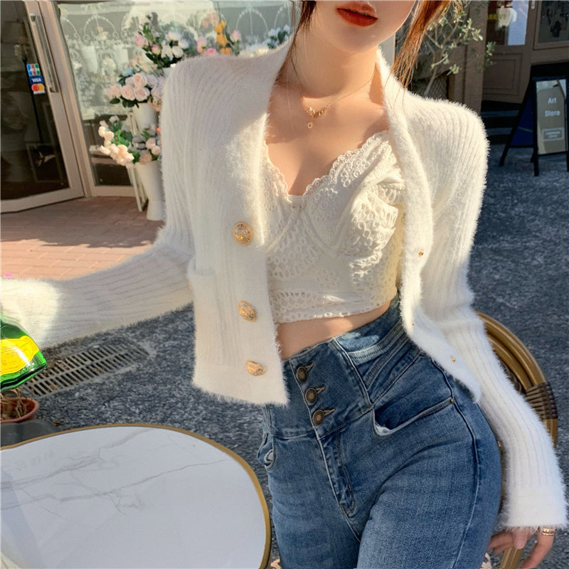 Korean Style Slim All Match Knitted Cardigan Top