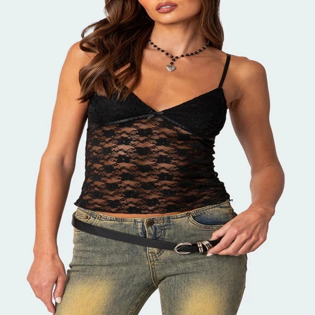 Short Lace Spaghetti-strap Camisole Top Women's