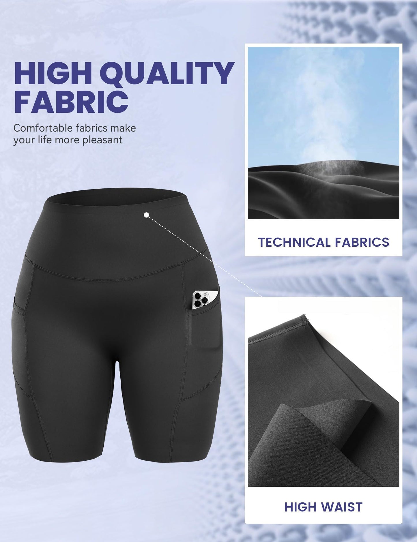 Shorts For Women With Pockets, Tummy Control High Waist Biker Yoga Athletic Belly-Contracting Spandex Yoga Shorts