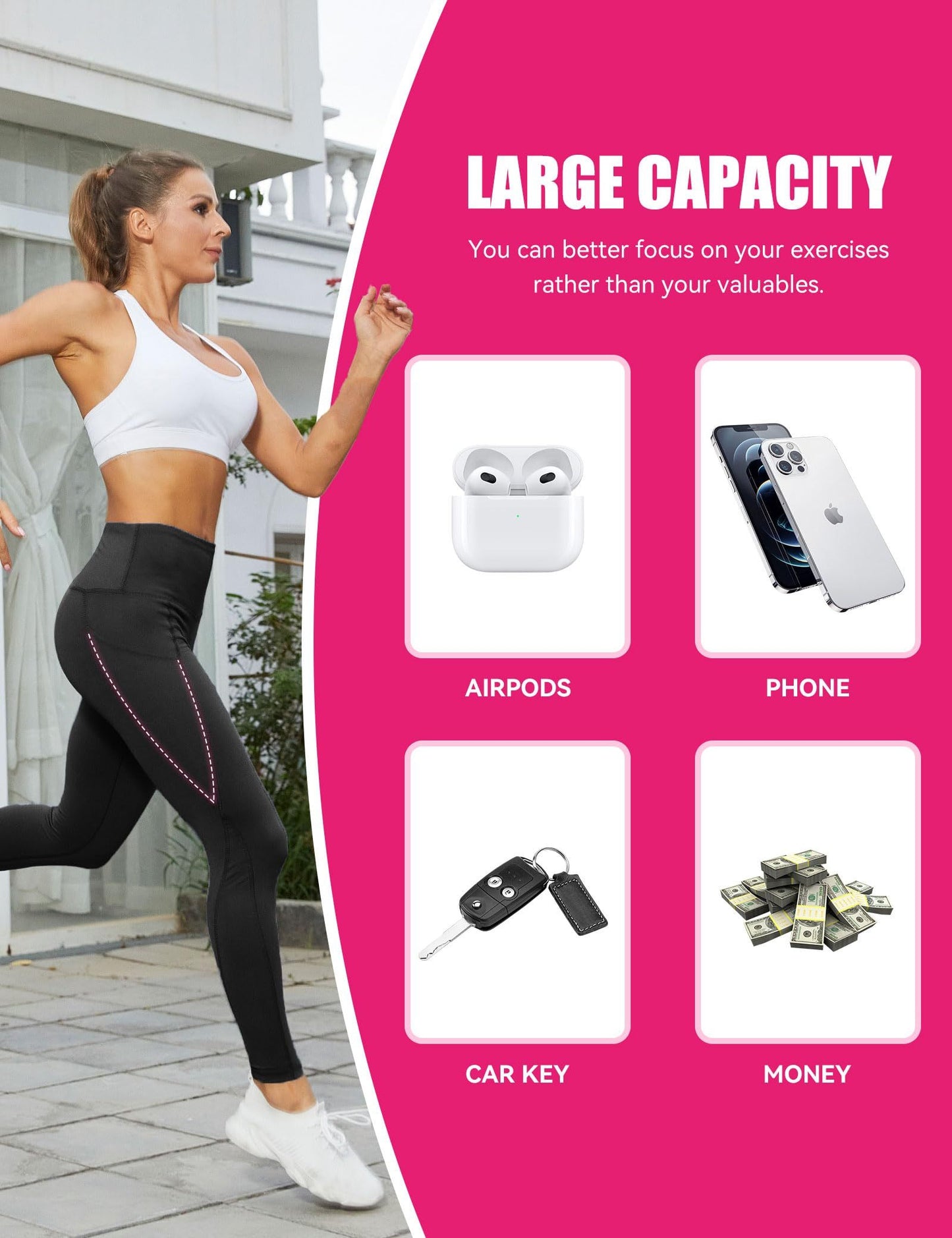 Yoga Pants - Cropped High-waisted Diagonal Pockets Polyester Double Mill Morandi Powder