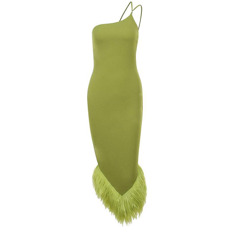 Chic & Sexy Tube Top Feather Trim Party Dress | Slim Fit Evening Gown