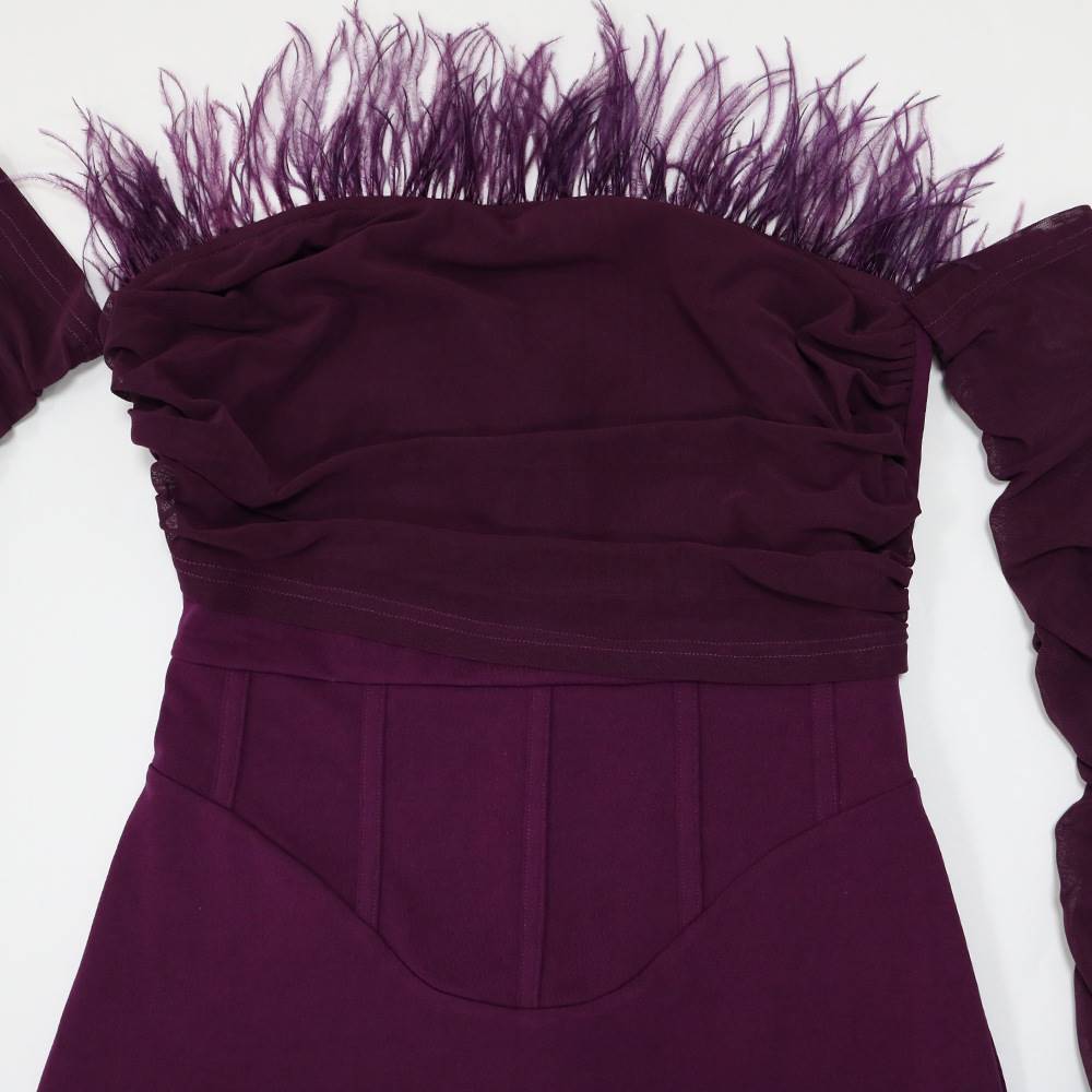 Mid-length Knitted Feather Short Bodycon Dress