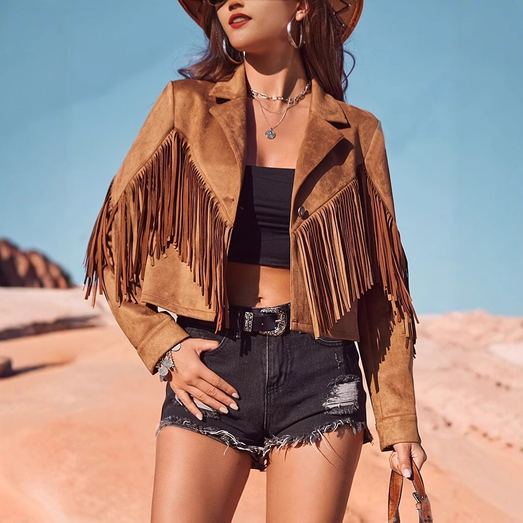 Leisure Vacation Western Style Suede Fringe Jacket