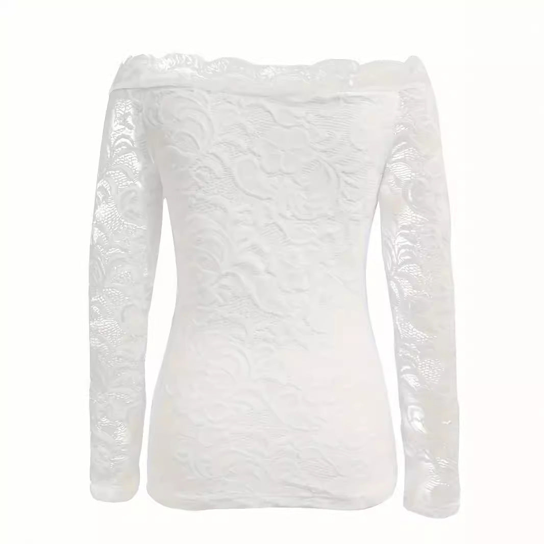 Solid Color Sexy Lace Casual All-match Bottoming Shirt