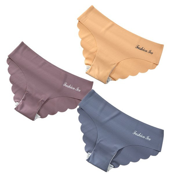 Seamless Scalloped Edge Panties - No Show Briefs for Women Panties For Women Seamless Panty Set Solid Invisible