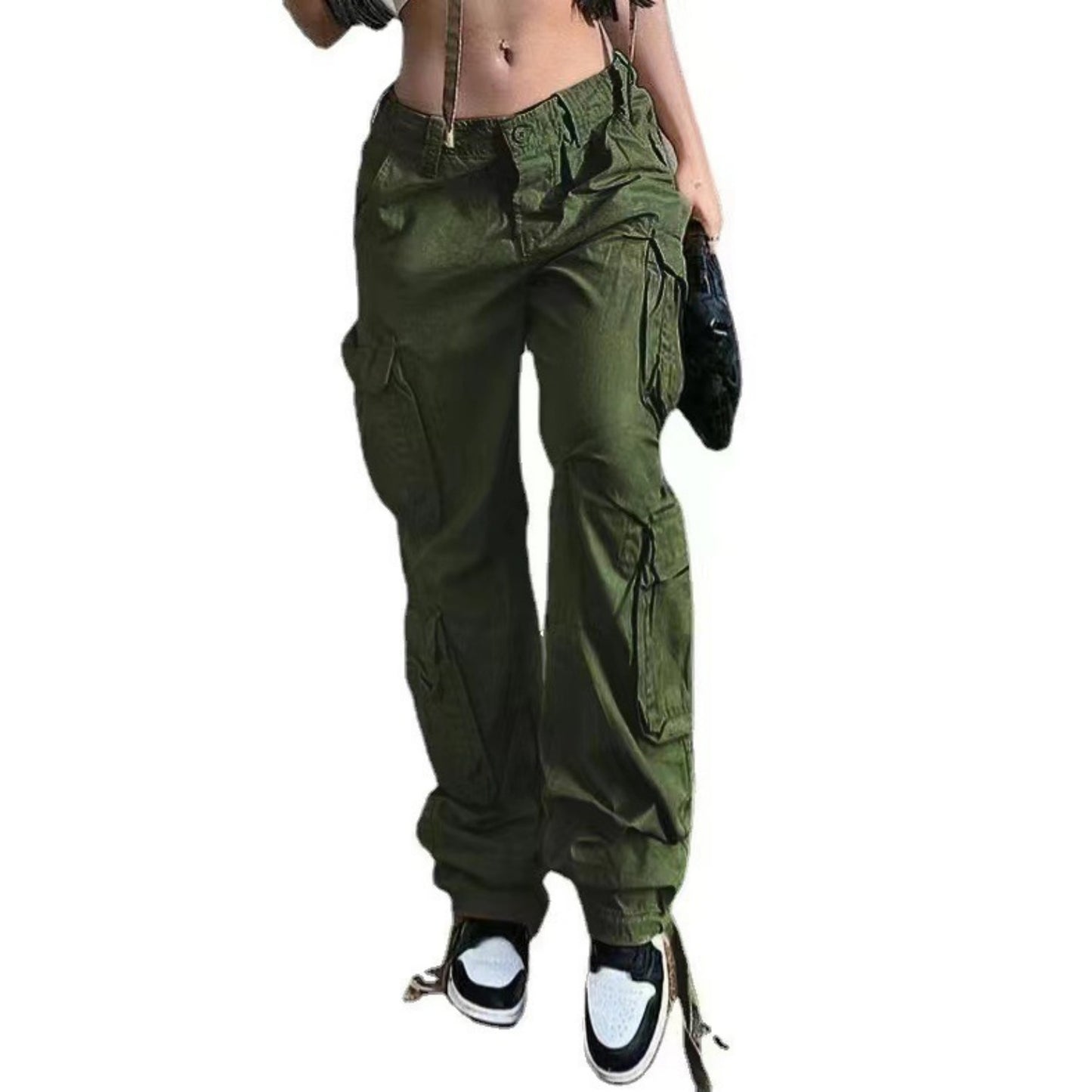 Urban Edge Multi-Pocket Cargo Pants – Streetwear Utility Meets Comfort Trendy Workwear Denim Casual Pants For Women