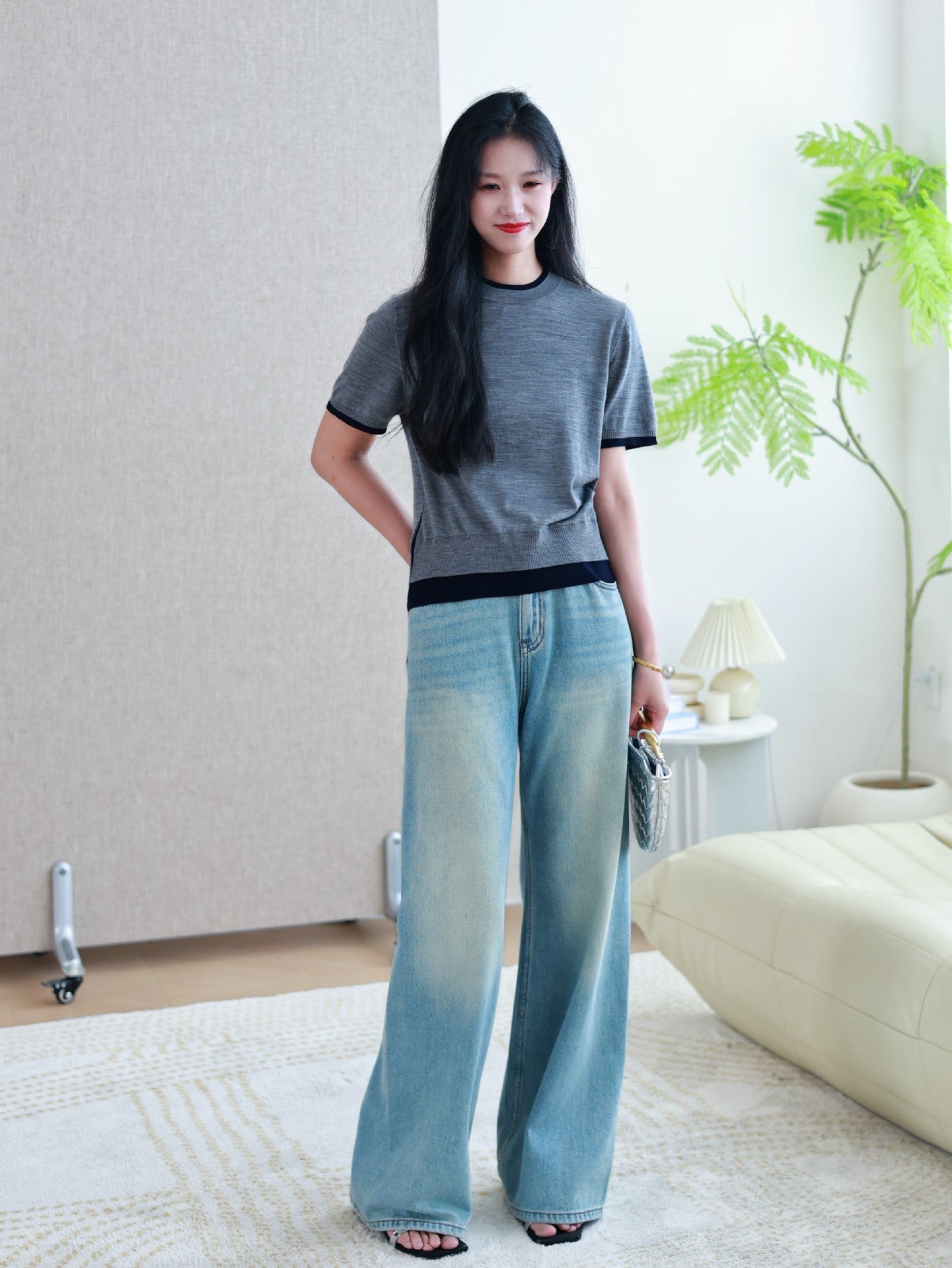 Retro Washed Loose Straight Jeans