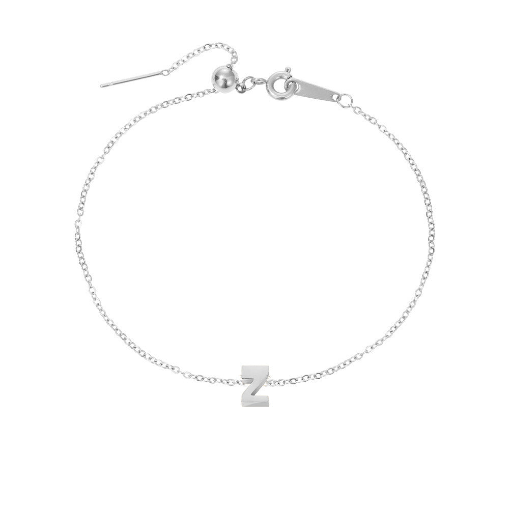 Minimalist Initial Charm Bracelet – Personalized Elegance in Gold & Silver 26 Letters Fashion Personality Stainless Steel Letter Bracelet