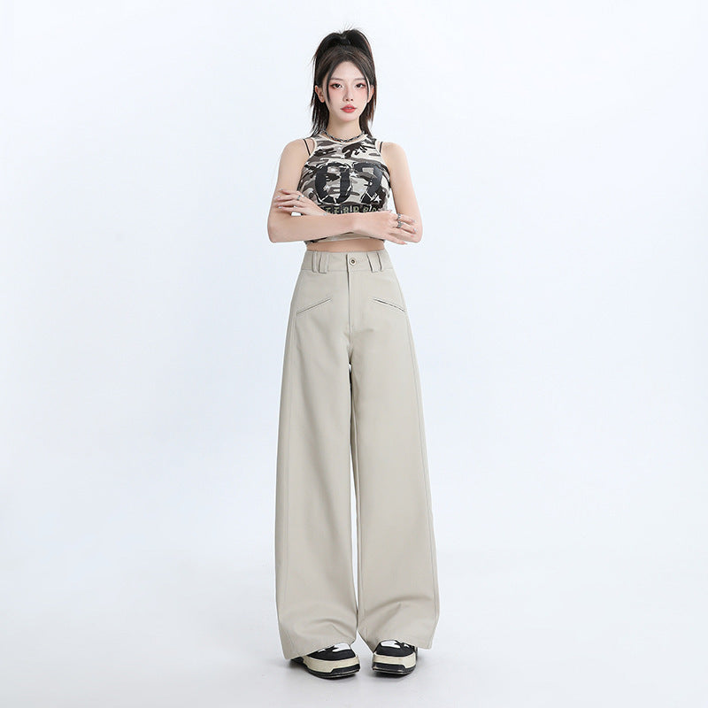 Urban Sleek Wide-Leg Trousers – Minimalist Street Edge Fashion Personality Wide-leg Casual Pants Women