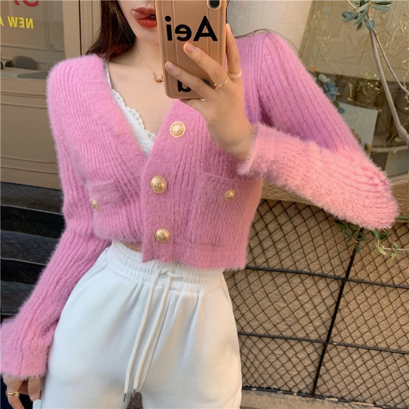 Korean Style Slim All Match Knitted Cardigan Top