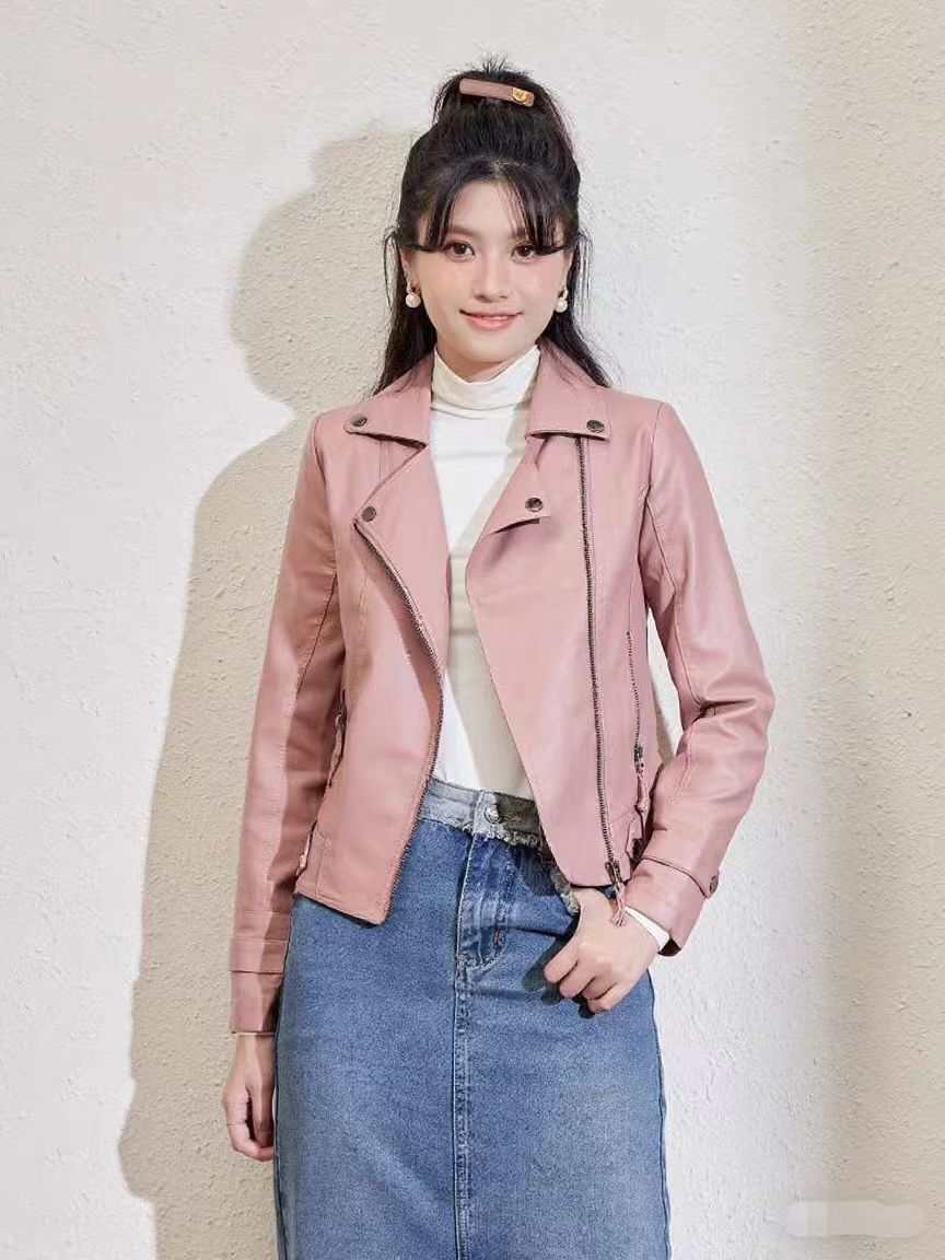 Pu Motorcycle Leather Short Korean Slim Fit Plus Size