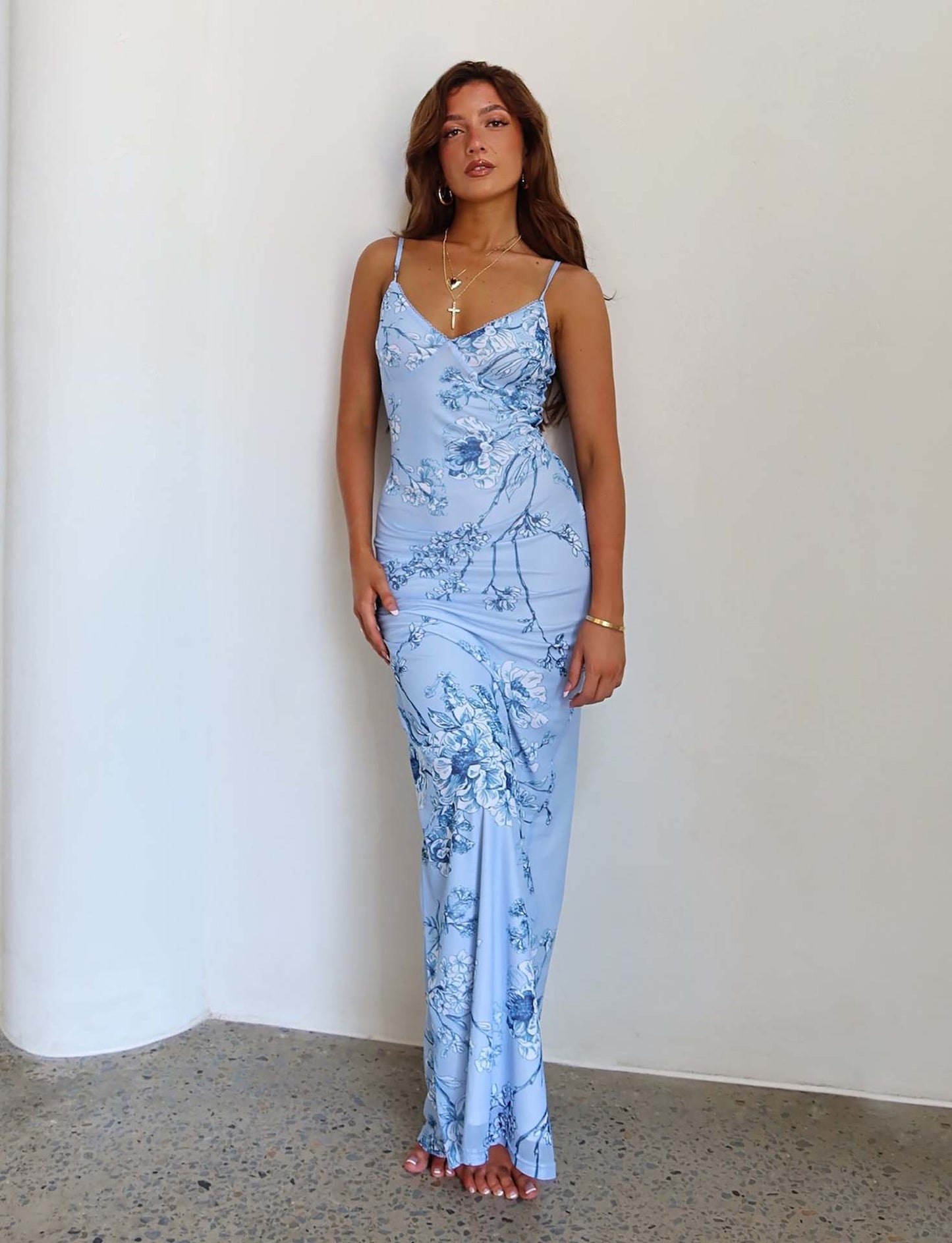 Elegant Floral Print Satin Slip Maxi Dress | Flowy Cowl Neck Gown Y2K Slim Flowers Printing Slip Dress Women's Summer Suspender Skirt Vacation Beach Long Dresses