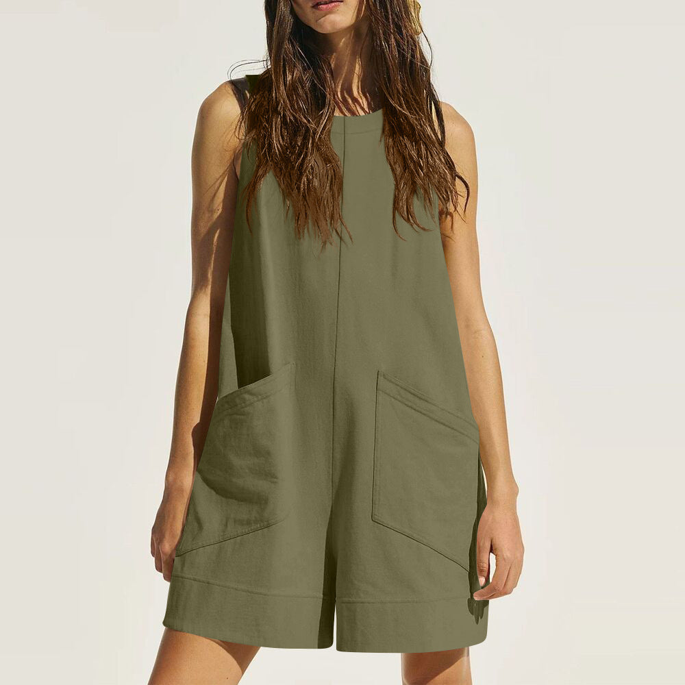Sleeveless Shorts Jumpsuit With Pockets Fashion Beach Pants Summer Clothing
