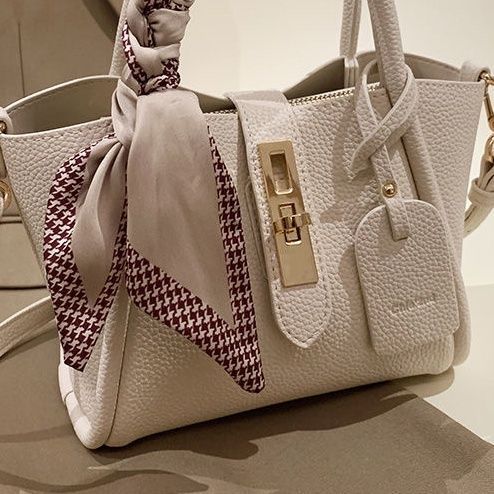 Litchi Pattern Soft Leather Portable Tote Bag For Women
