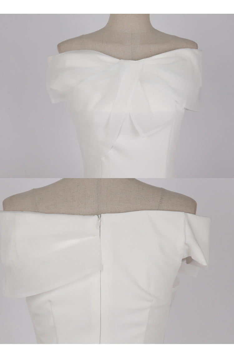 Clavicle Temperament Slim Fit Hip Pack Short Dress