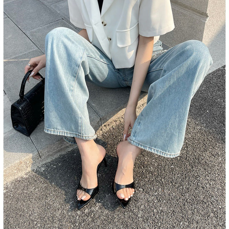 Trendy Backless High Heels | Versatile Dress & Casual Mules Simple Pointed Stiletto Heel High Heels