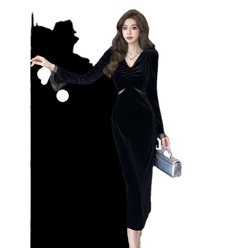 Sexy Luxurious Black High Sense Bodycon Dress For Women's